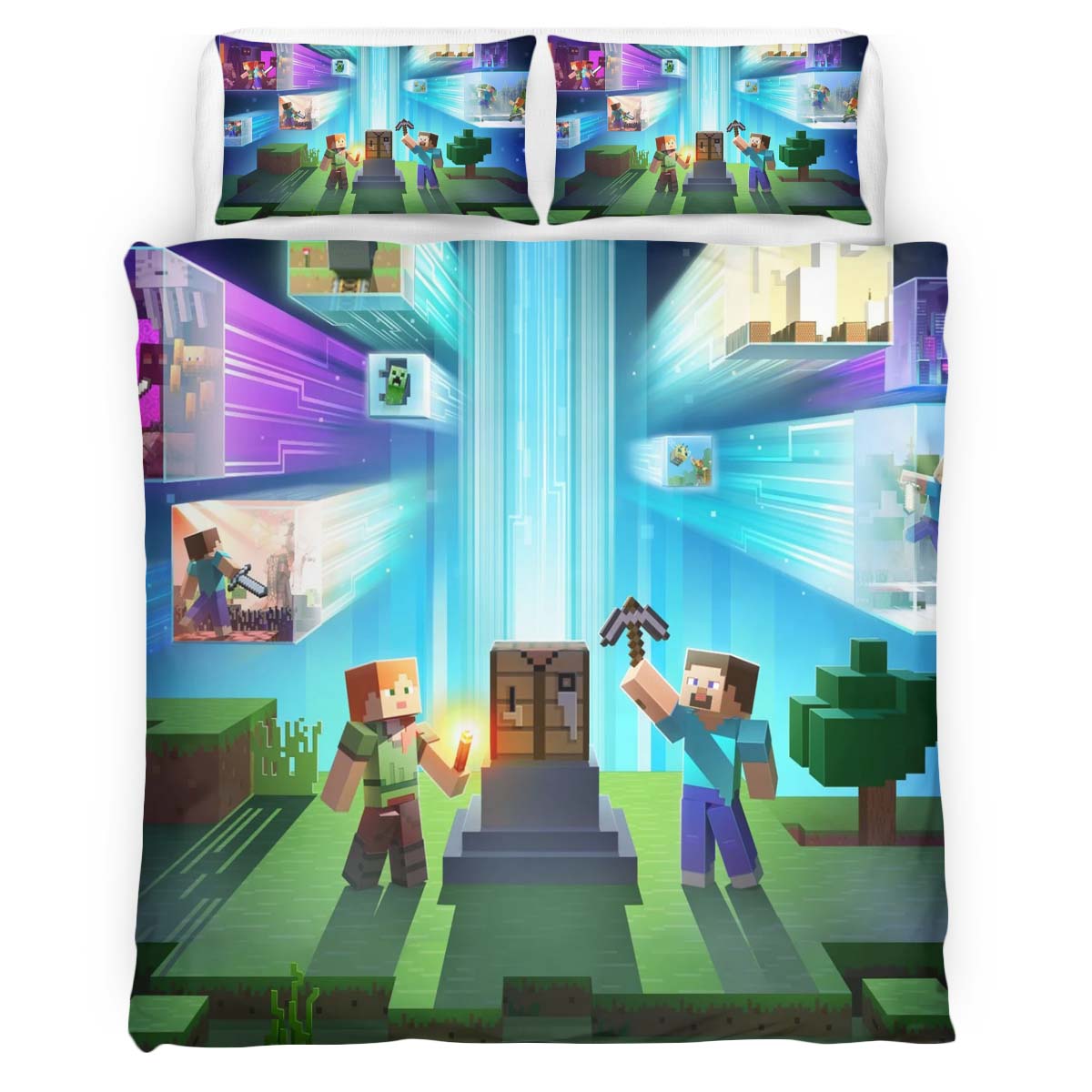 minecraft all Steve and Alex Duvet Cover