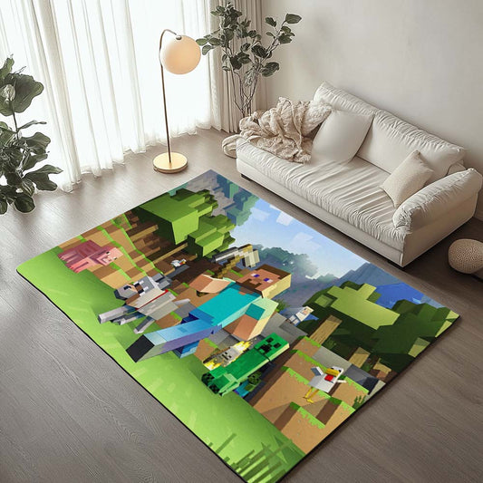 minecraft all characters Steve and Creeper Rug