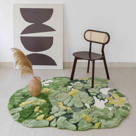 Moss Tufted Raised-Weave Rug – 150 x 158 cm