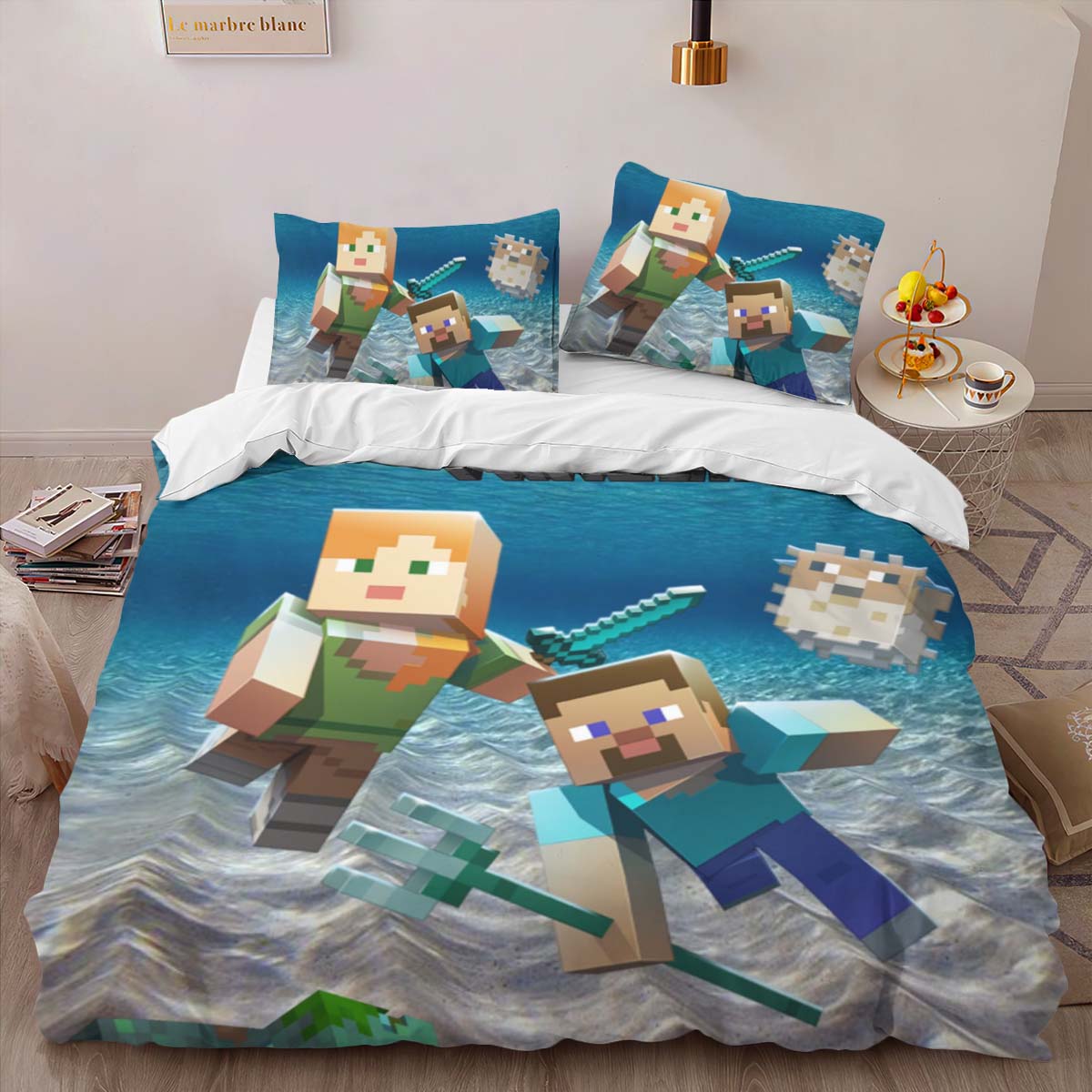 underwater minecraft characters Duvet Cover 2