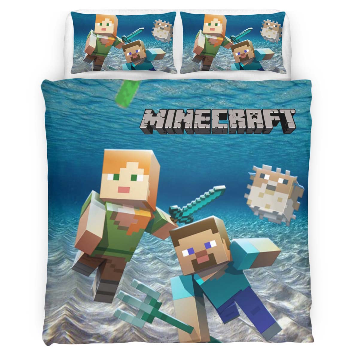 underwater minecraft characters Duvet Cover